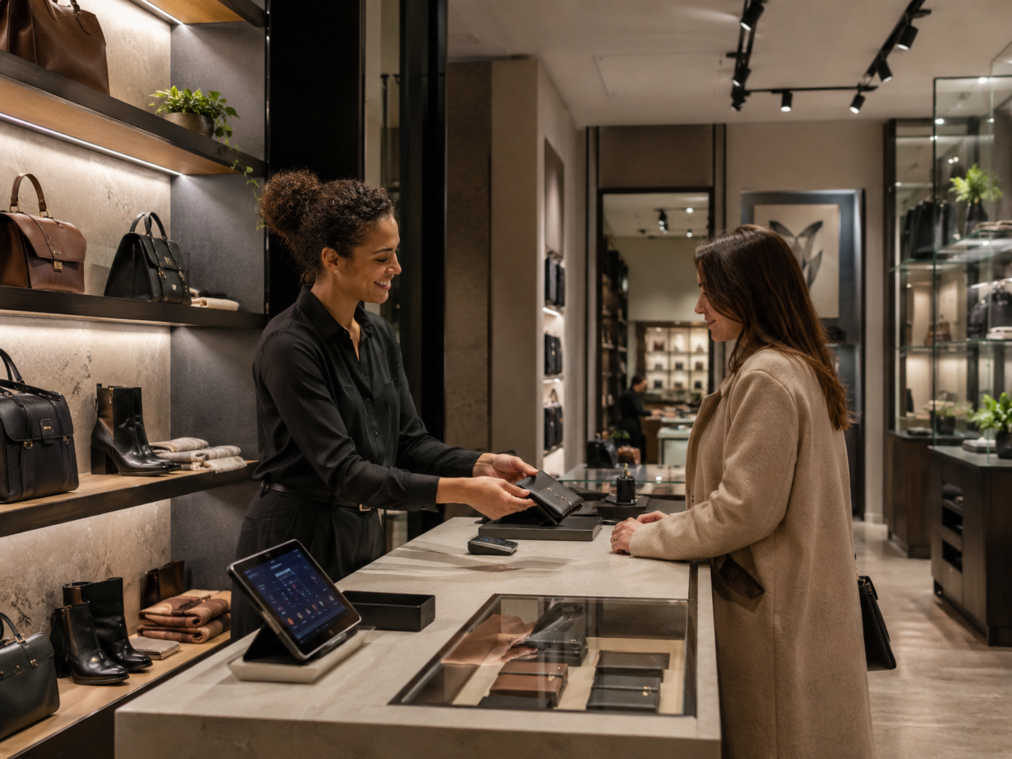 Boutique élégante, éclairage maîtrisé