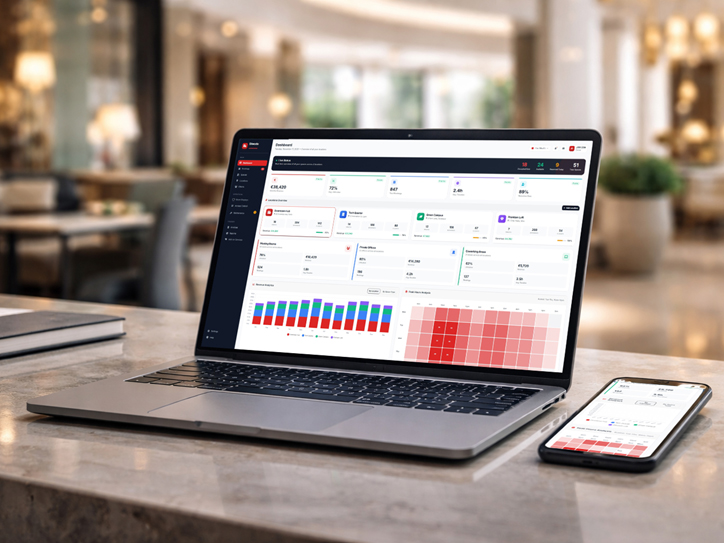 Interface OunekOS sur tablette, à une réception d'hôtel